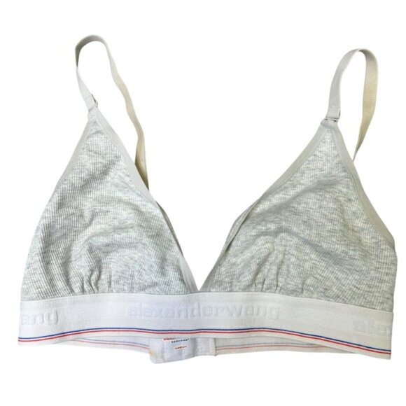 Alexander Wang Bodywear Gray/White Striped Bralette Size Medium - Picture 1 of 4